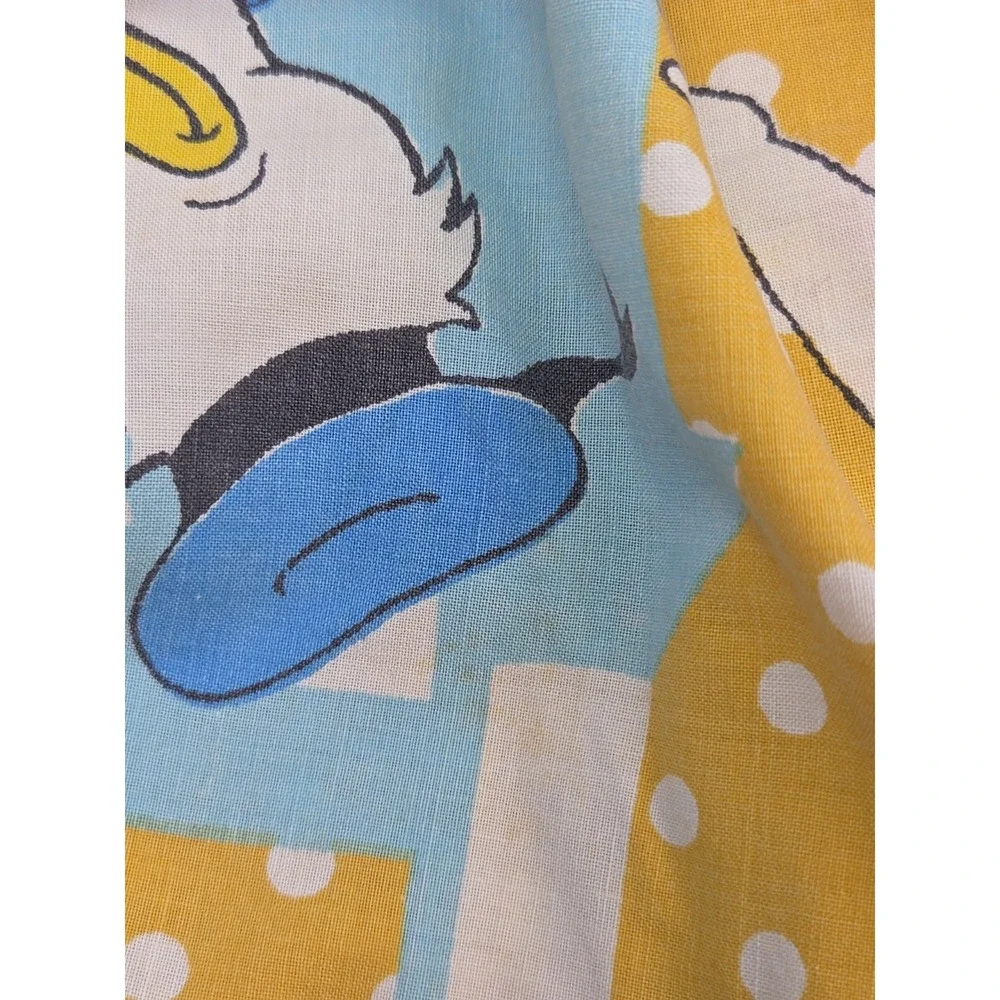 2 Vtg 70s Disney World Twin Flat Sheets Polka Dot Mickey Minnie Donald Pacific